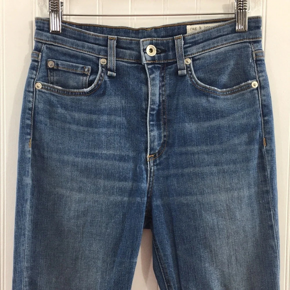 Rag & Bone Nina High Rise Ankle‎ Skinny Jeans Womens 26 Medium Distressed Denim - Picture 3 of 14